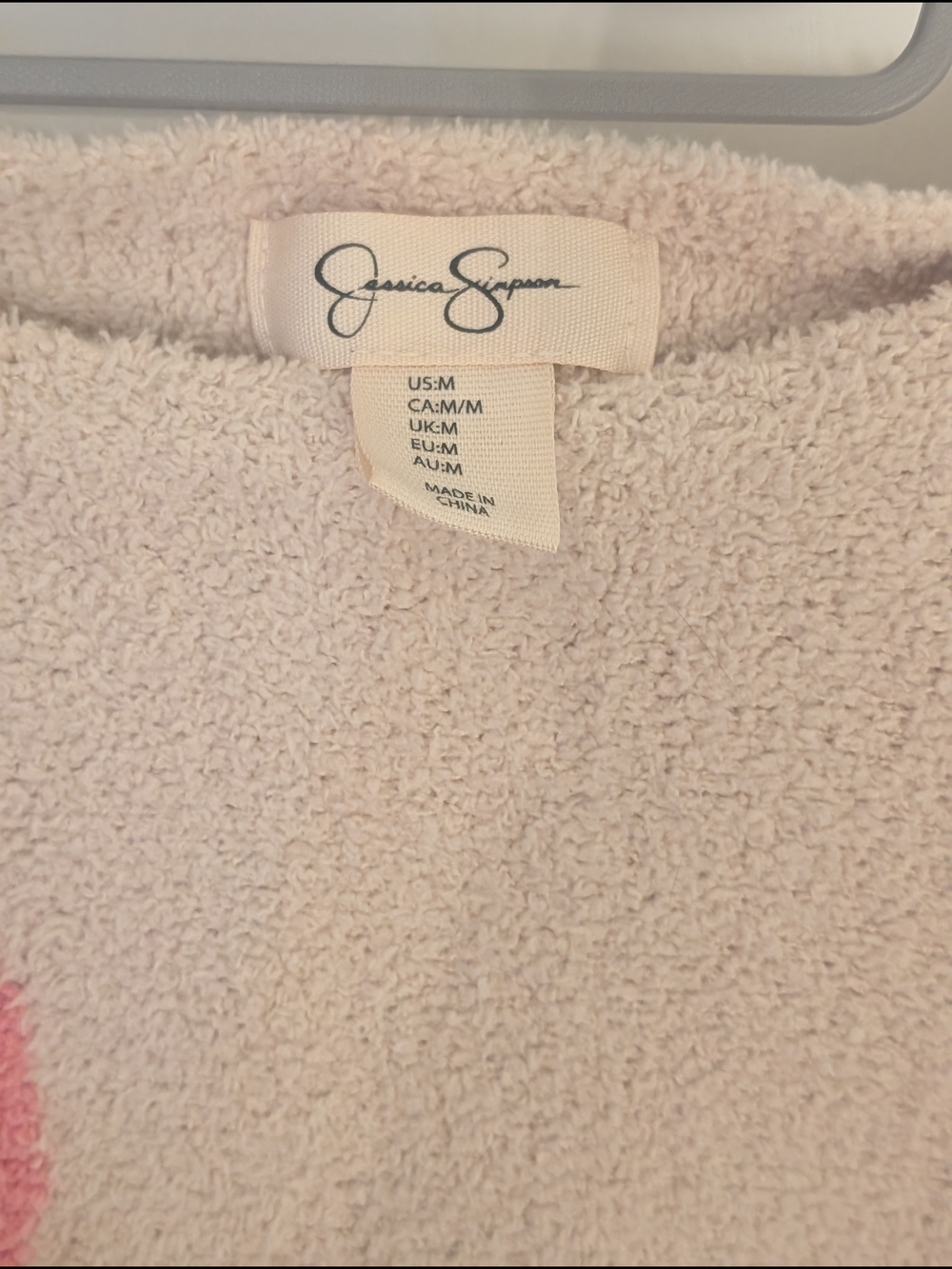 Jessica Simpson Cream Crewneck Sweater with Pink Hearts - Picture 3 of 6